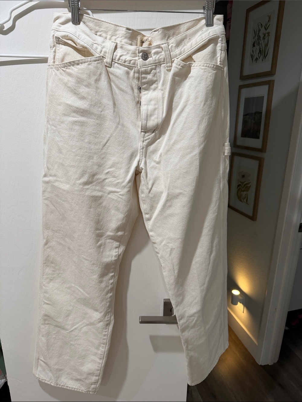 Madewell Cream Carpenter Jeans low slung straight
